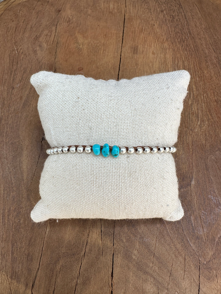 Minetta Turquoise Stones on Walnut