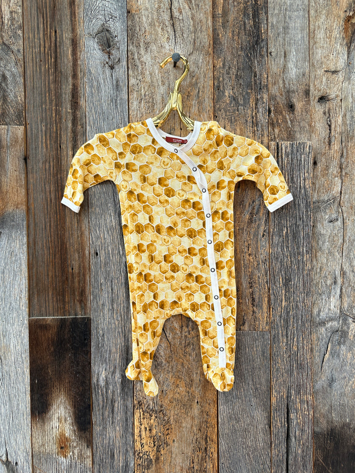 Milkbarn Bamboo Footed Romper Honeycomb 37138