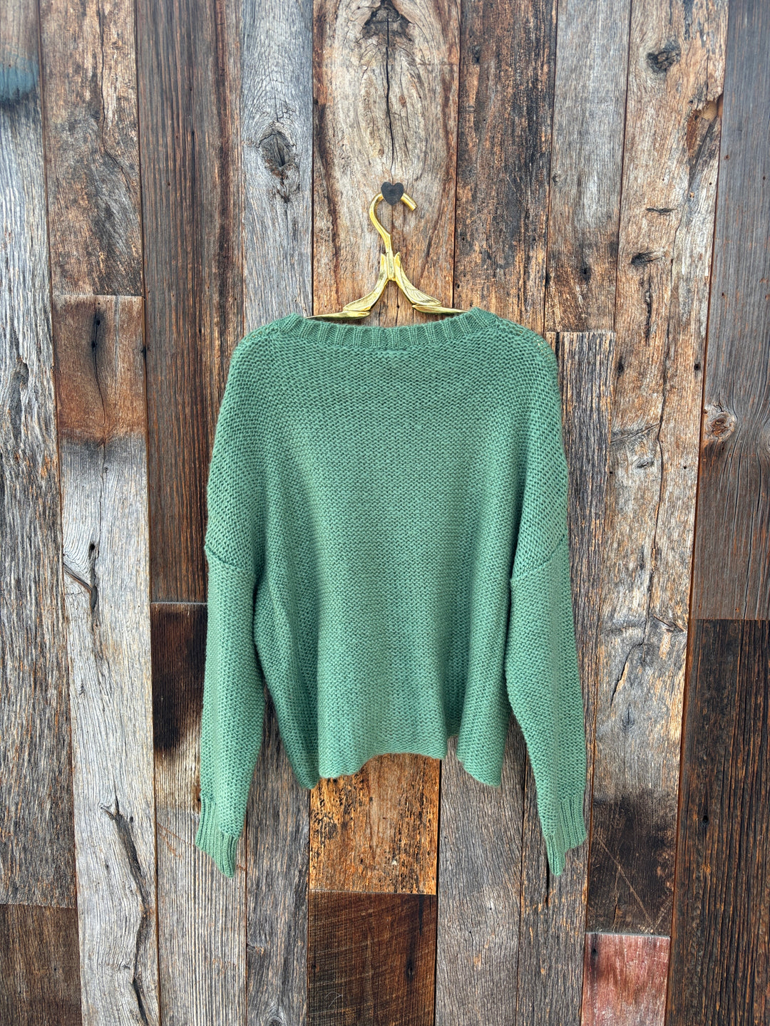 Wooden Ships Aspen Cropped Chunky Cable Crew Shadle Green