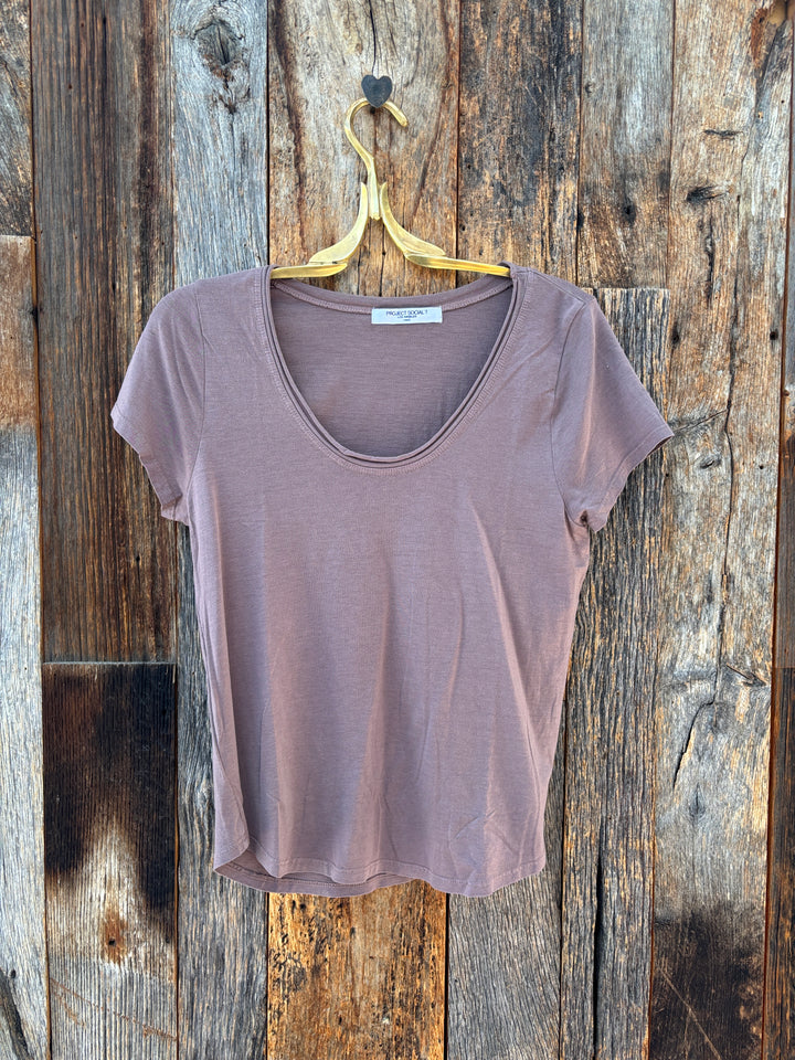 Project Social T Flora U-Neck Tee Deep Taupe