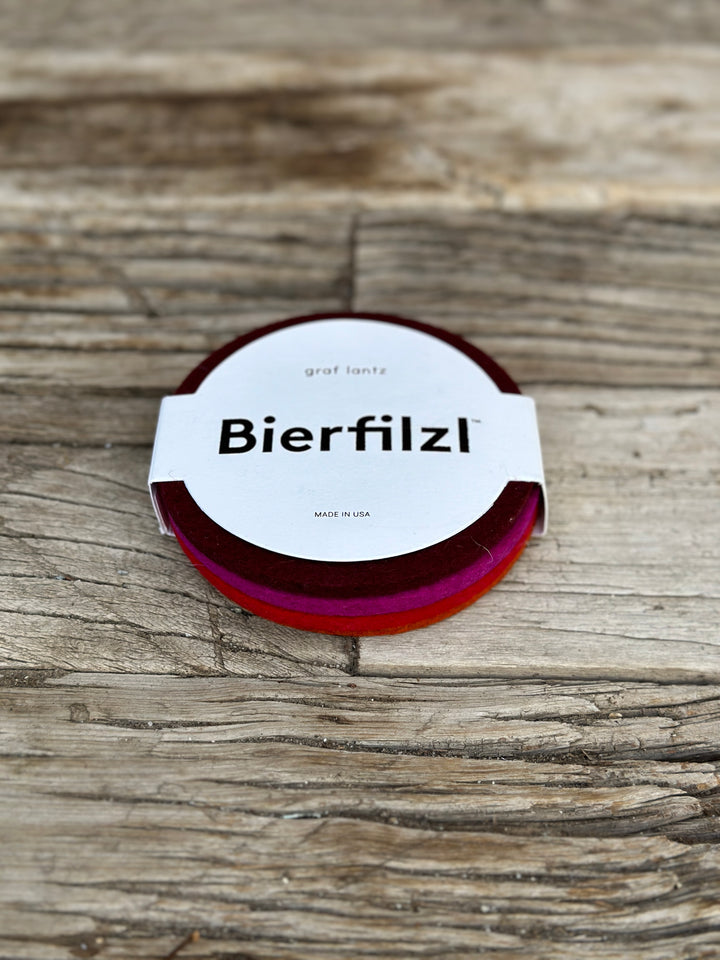 Graf Lantz Bierfizl Merino Wool Round Coaster Multi 4 Pack- Bordeaux
