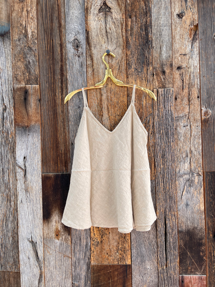 Milio Milano Strap Linen Tank Beige
