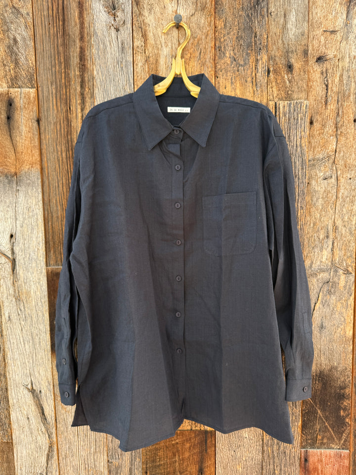 It Is Well Oversized Linen Shirt T3020 OS Navy