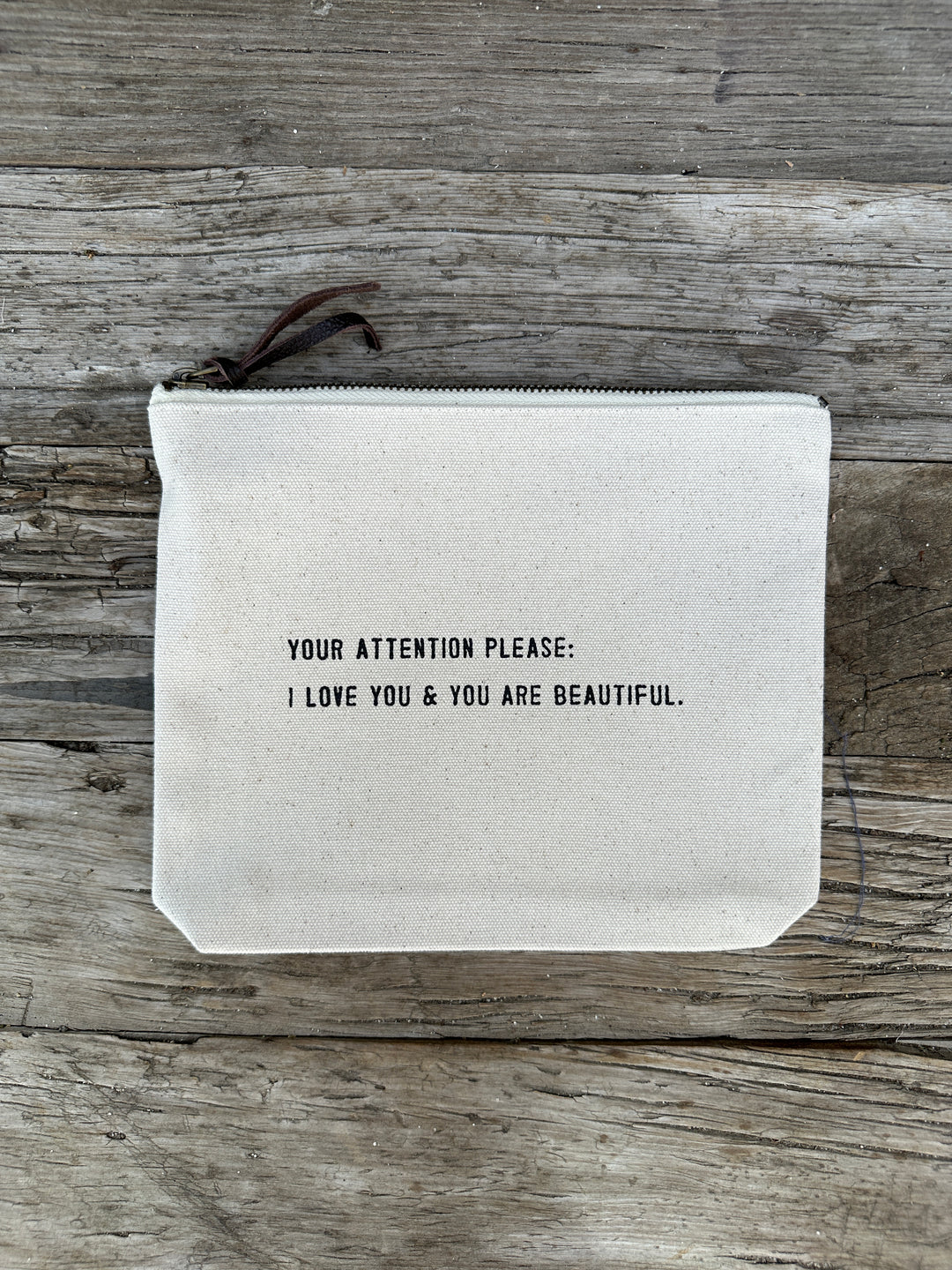 Sugarboo Your Attention Please Canvas Zip Bag 8.5x7.5 AC182