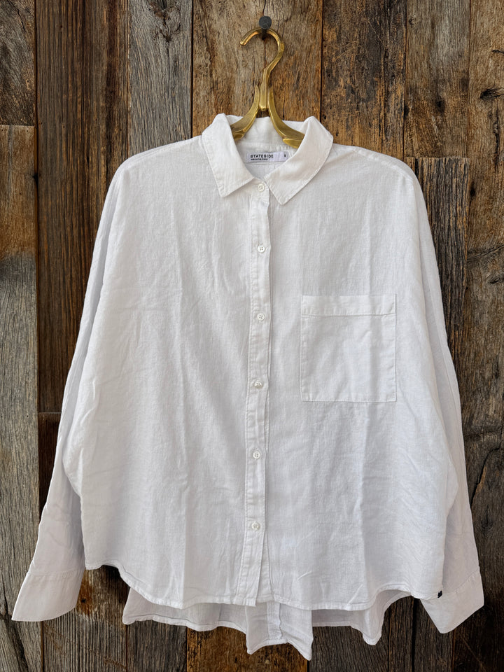 Stateside Linen Dolman Pocket Shirt White