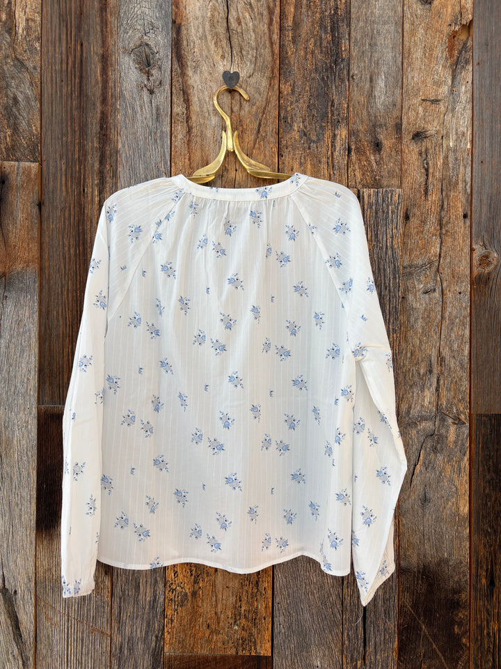 Dylan Faded Floral Blouse White/Blue