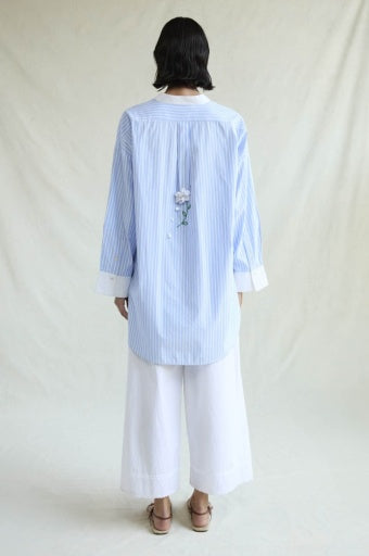 Chan Luu Falling Flower Tunic Blue Stripe 1