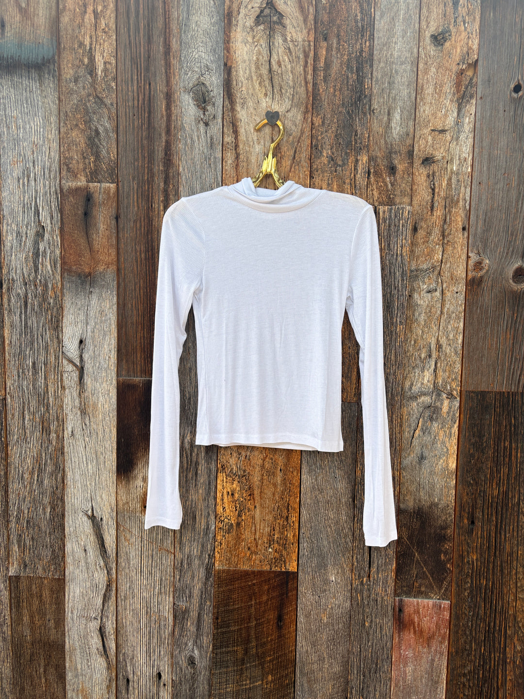 Project Social T Olive L/S Rib Turtleneck White