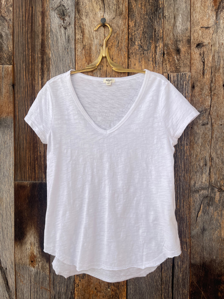 Dylan Deep S/S V-Shirt Tail White