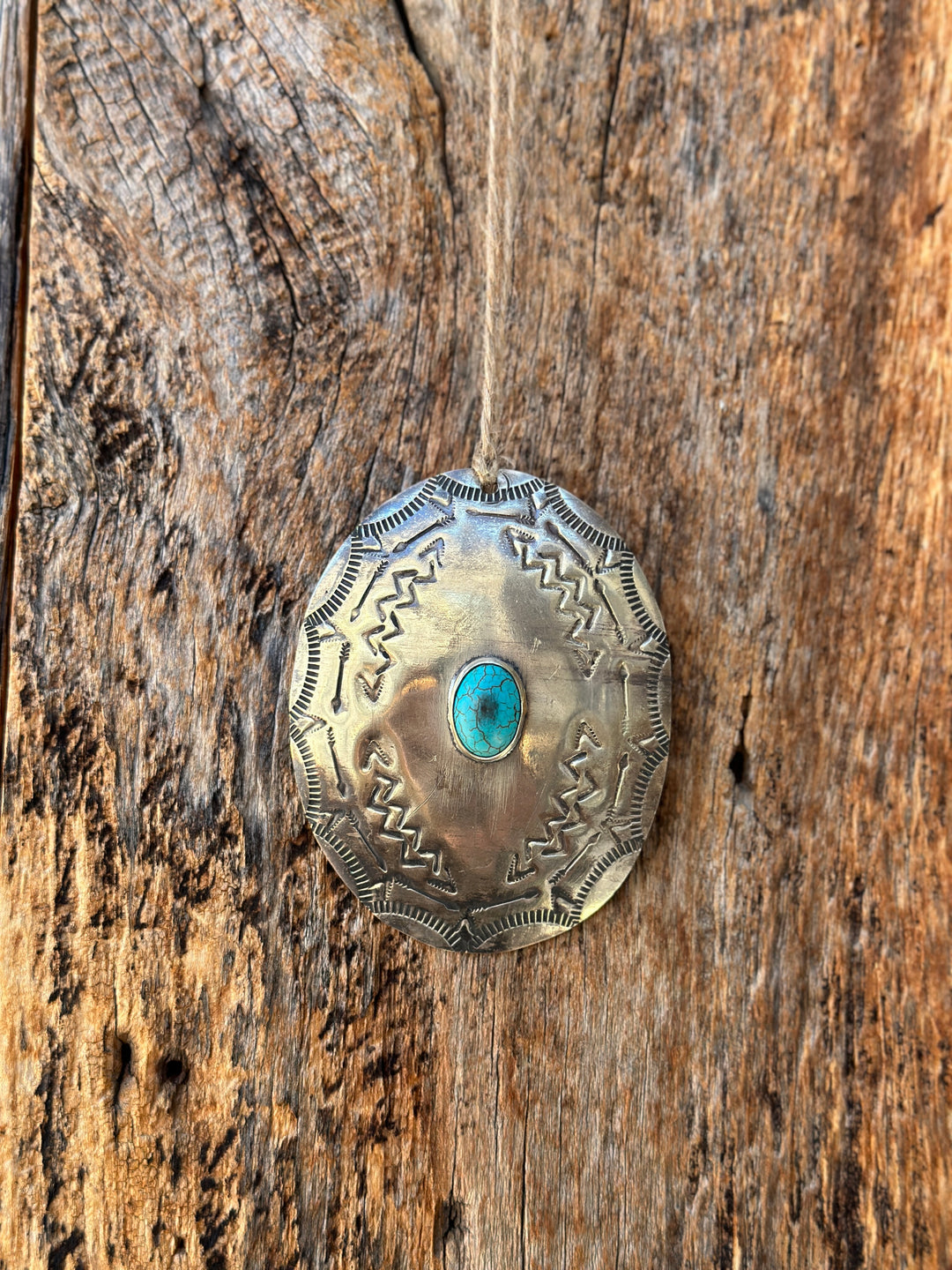 J. Alexander Oval Silver Ornament w/ Turquoise