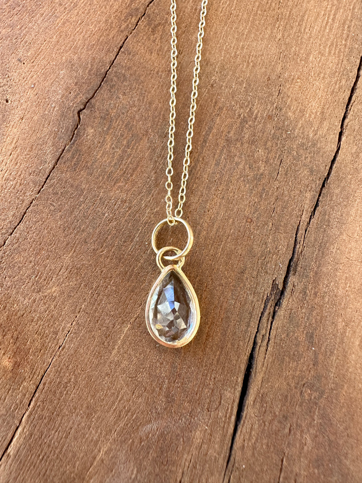 Robin M 14K Icy Tear Drop Pendant Necklace 18"