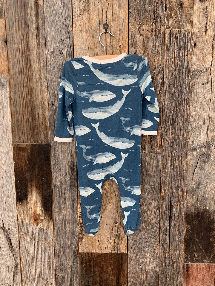 Milkbarn Zipper Footed Romper Blue Whale 39104
