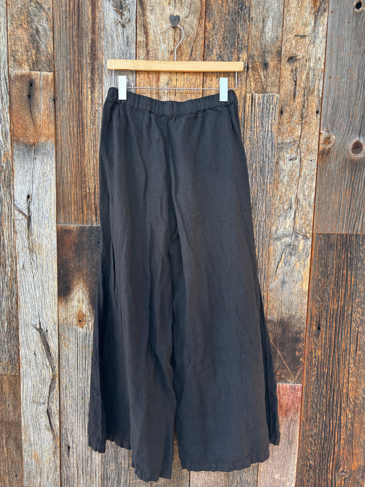 Llea Blue Becca Wide Leg Linen Pant Black