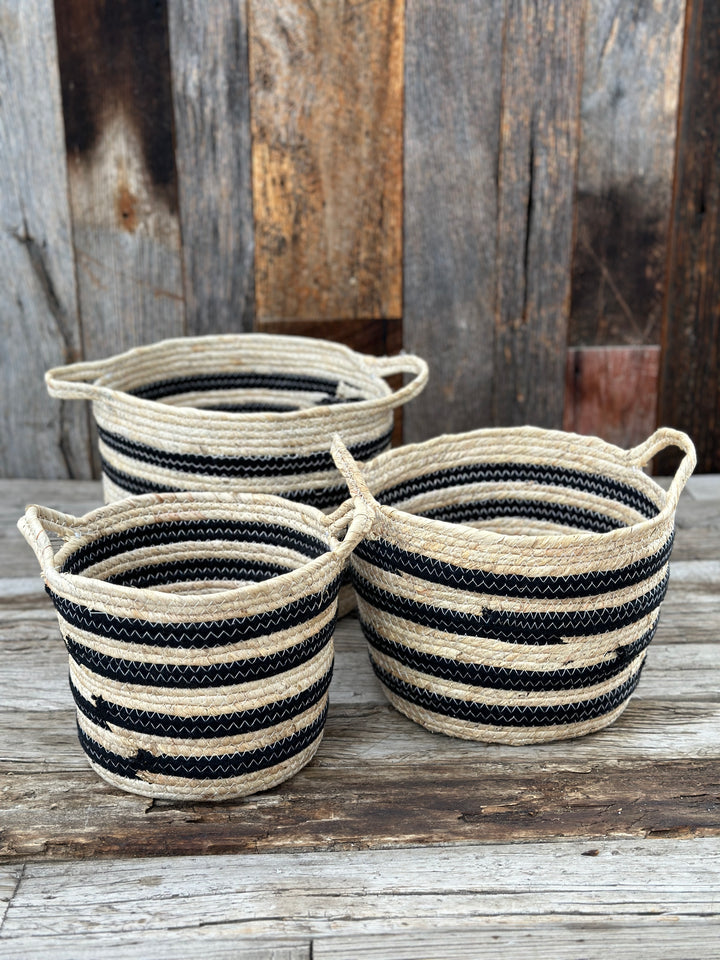 Homart Gideon Striped Basket w/ Handles 0851-0 Large