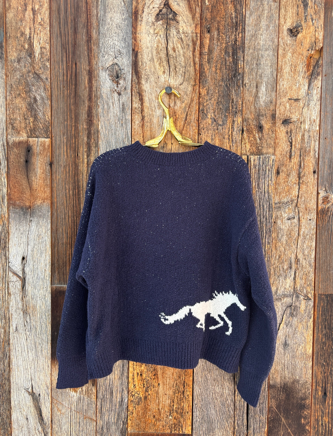 Margaret O'Leary Horse Sweater Navy/Ivory