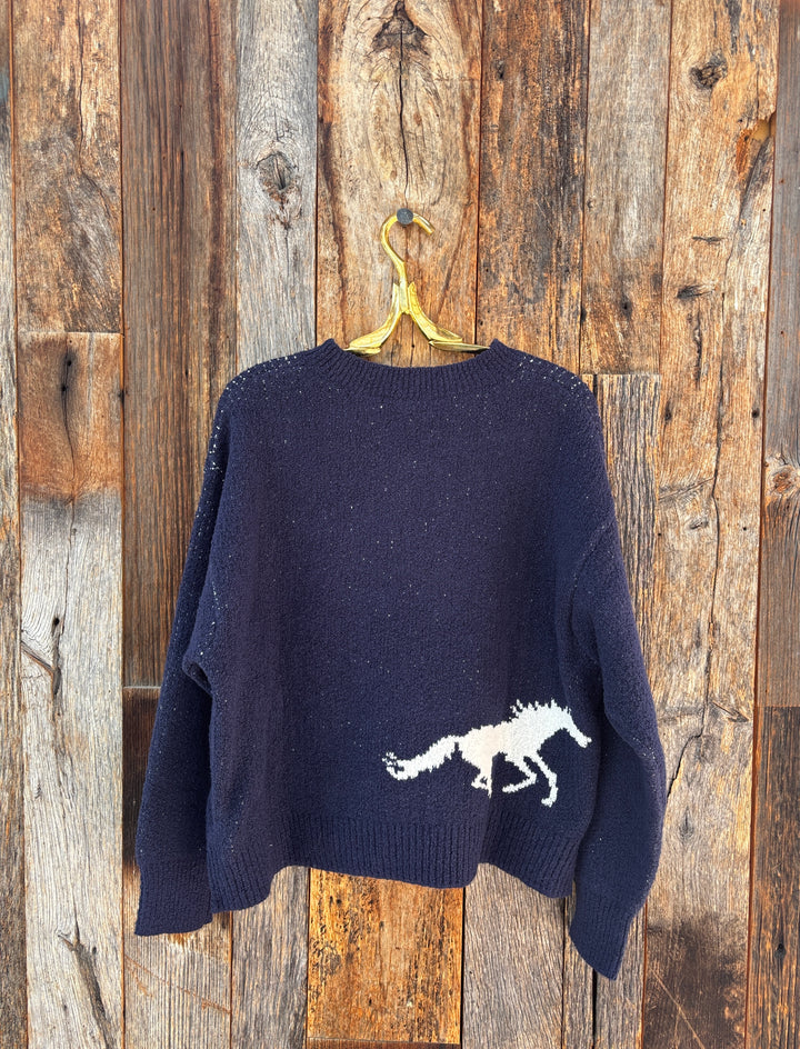 Margaret O'Leary Horse Sweater Navy/Ivory