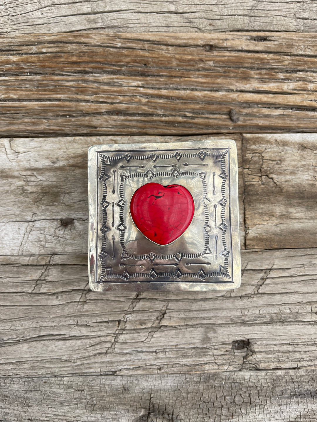 J. Alexander Small Stamped Box w/ Coral Heart
