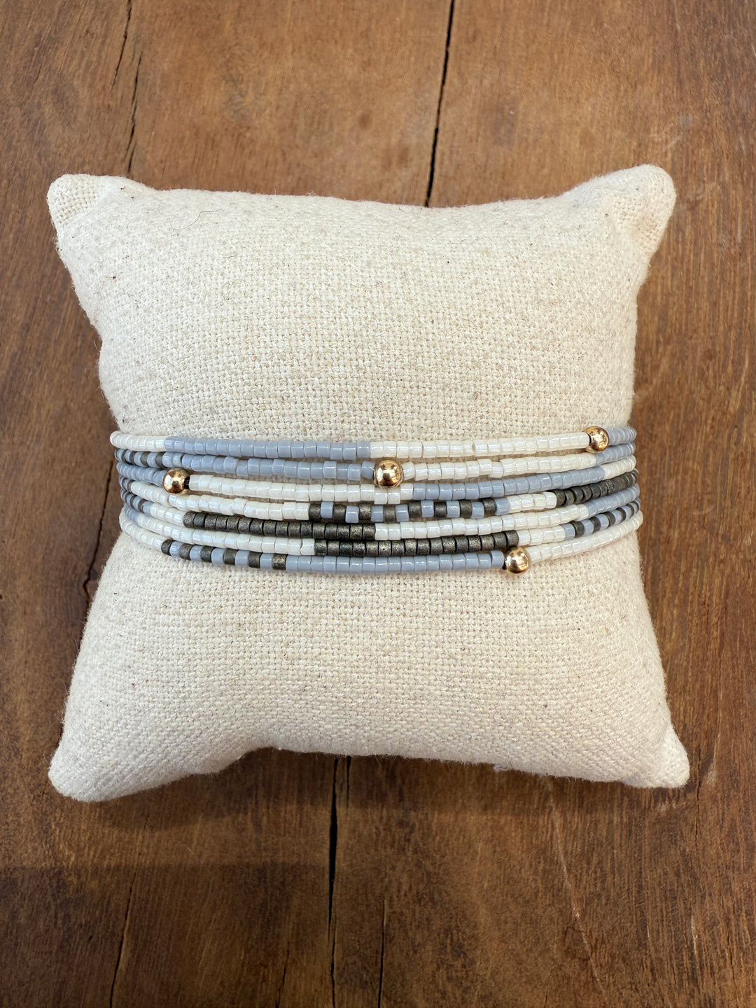 Erin Gray Maui Beaded 14K GF Bracelet In Gray, Cotton & Graphite