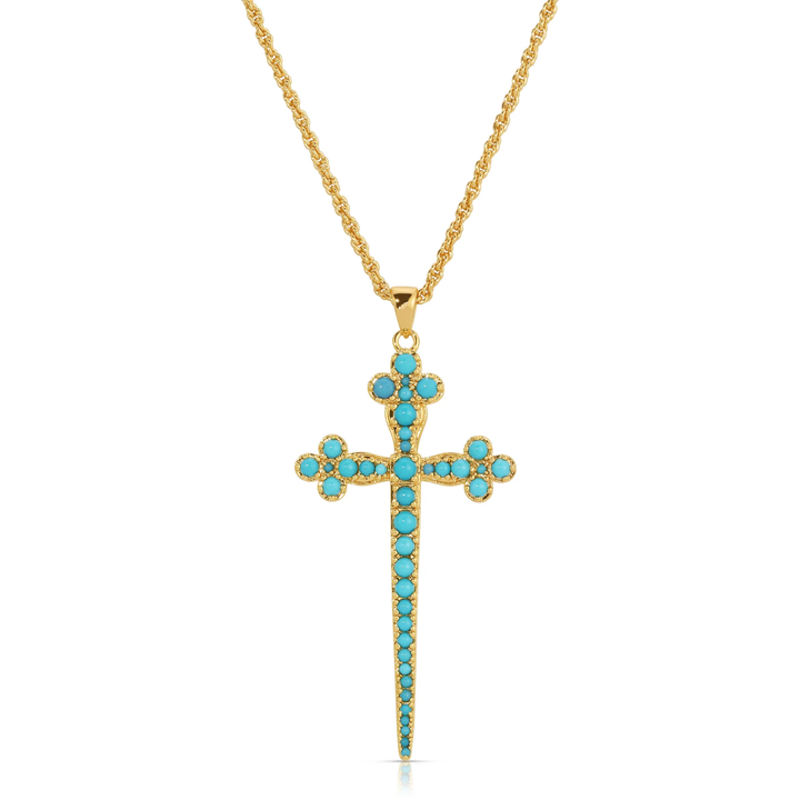 Joy Dravecky Athena Cross Necklace Turquoise