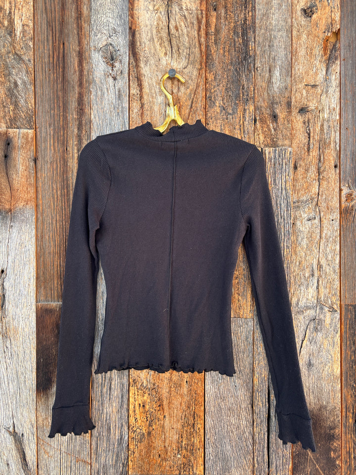 Project Social T Sloane Merrow Edge Cozy Mock Neck Black
