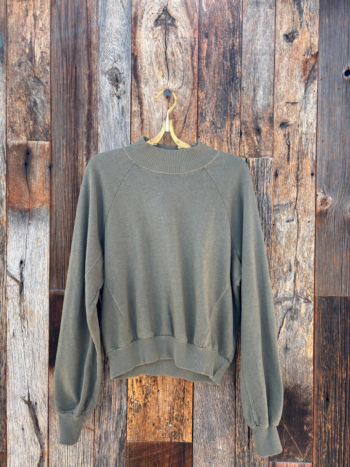 Project Social T Time to Chill Mock Neck Sweatshirt Dusty Olive