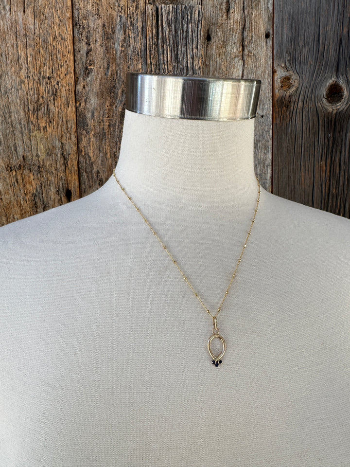 Robin M 14K Sapphire Triplet Necklace 18" GF Chain