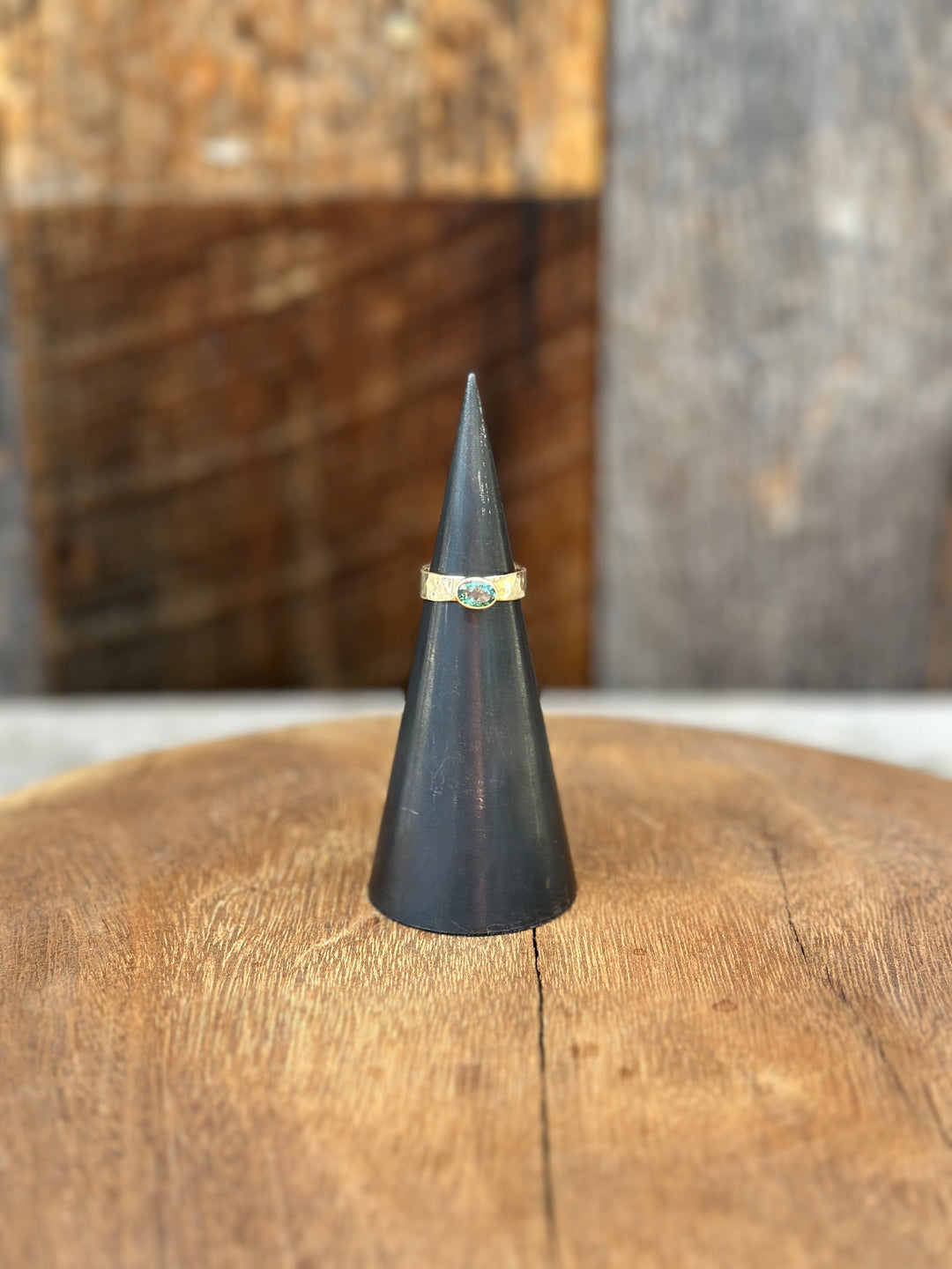 Robin M 14K Teal Tourmaline Ring 10K band Sz 7.5