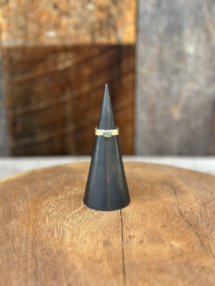 Robin M 14K Teal Tourmaline Ring 10K band Sz 7.5