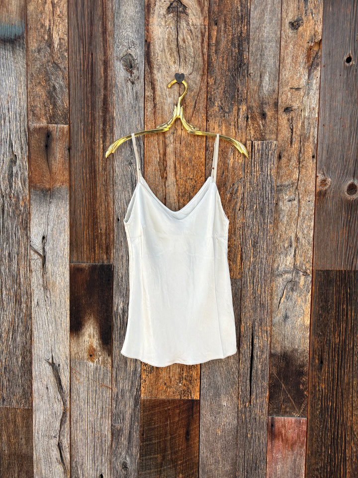 Milio Milano Adjustable Strap Silky Tank Top Beige