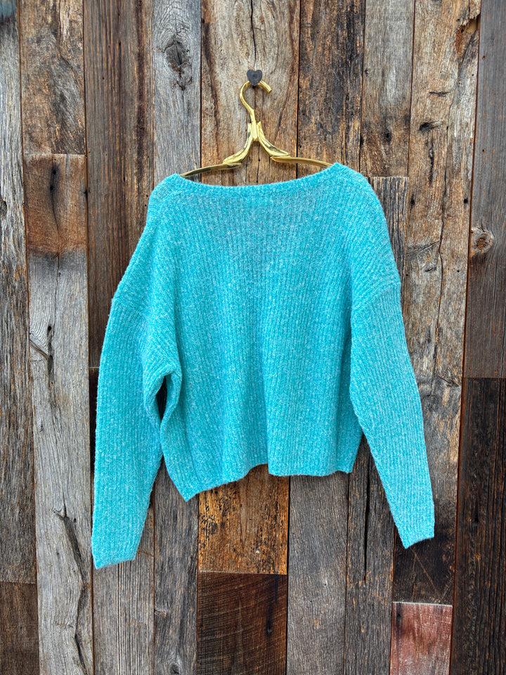 American Vintage Nuggy Sweater Turquoise Fluo Chine