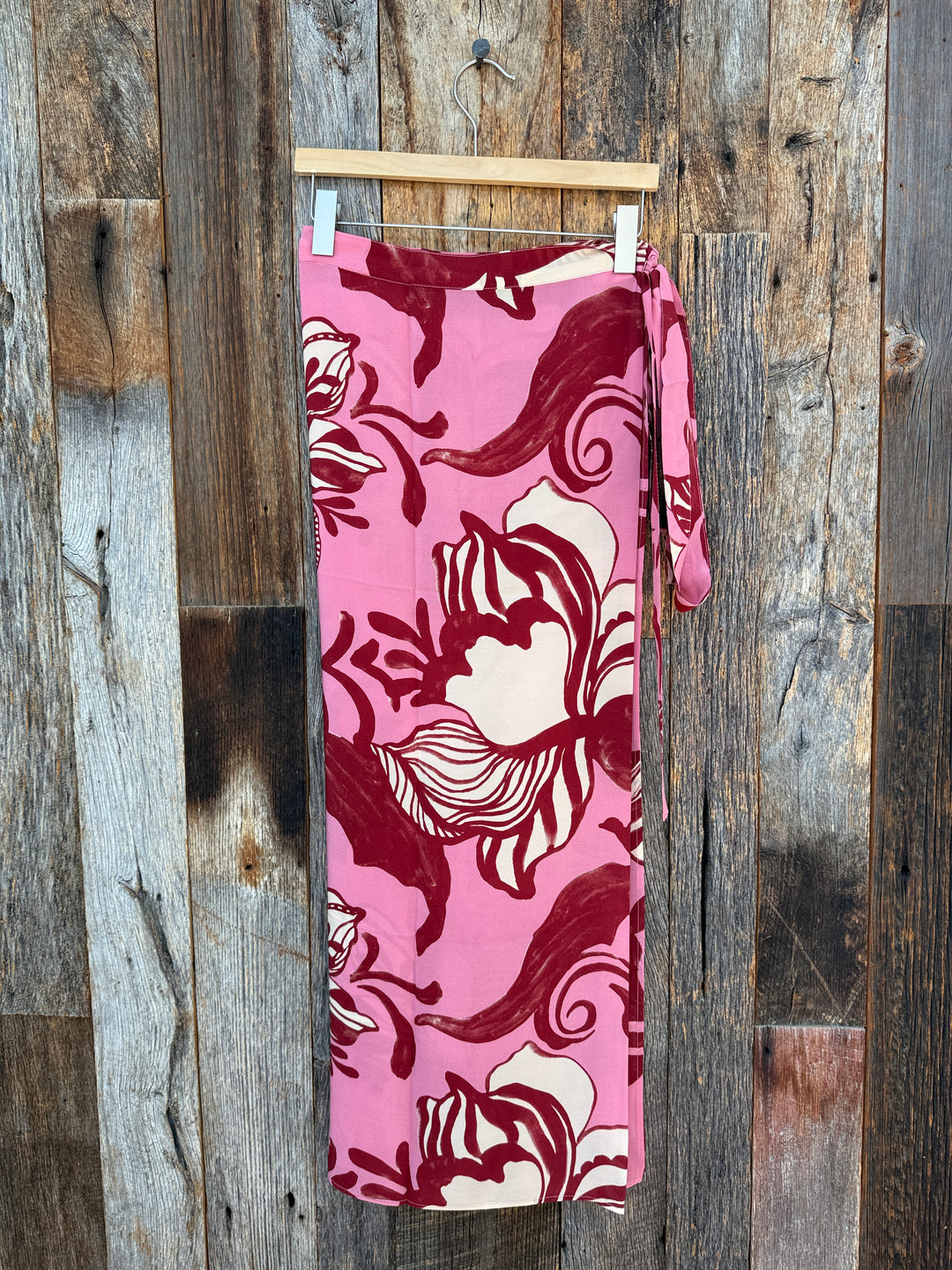 Chan Luu Hibiscus Silk Wrap Skirt Pink O/S