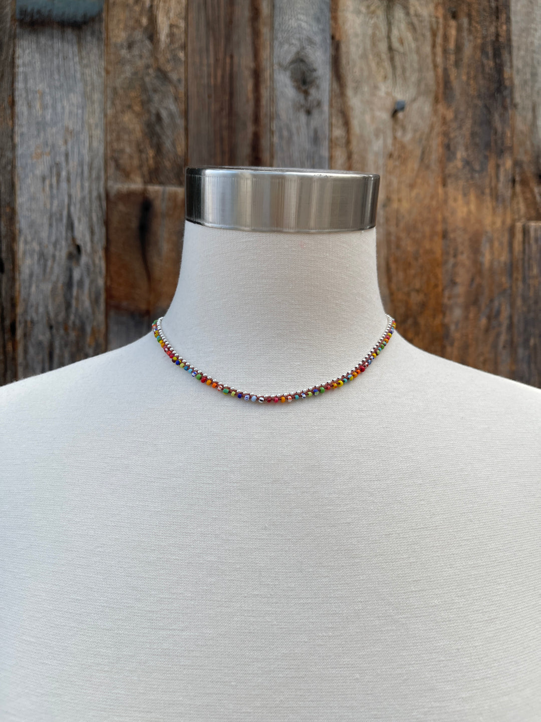 Minetta Rainbow & Silver Beads Necklace