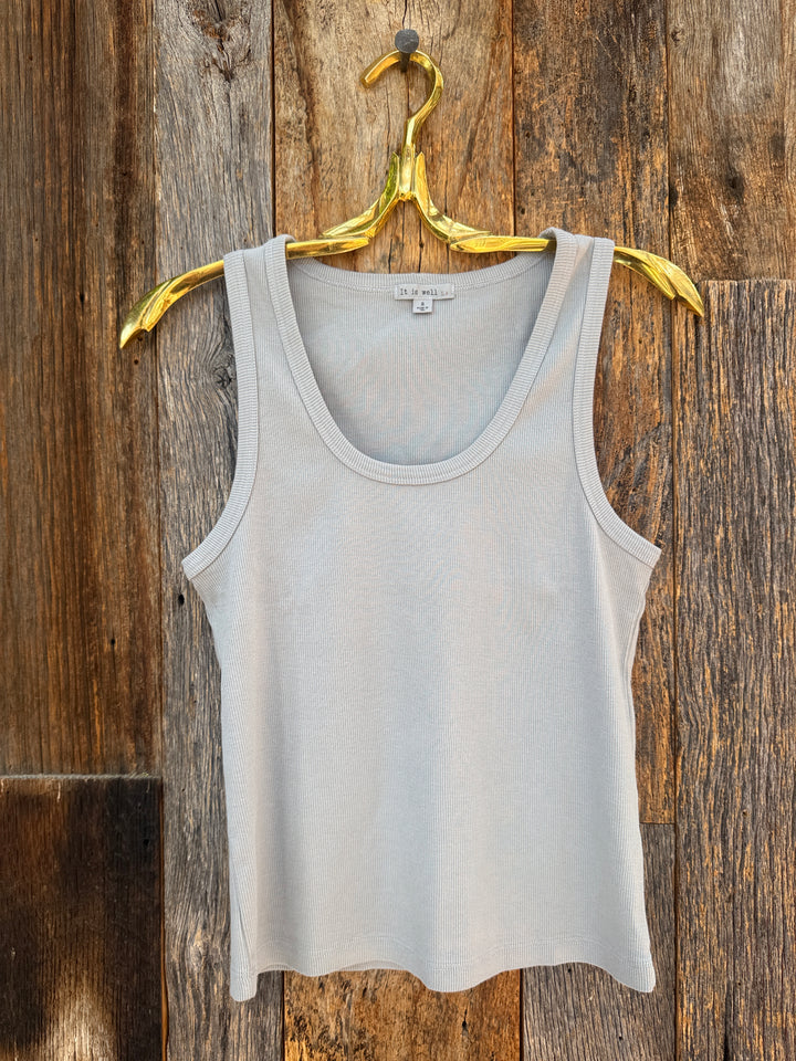 It Is Well Rib Tank Top Slate