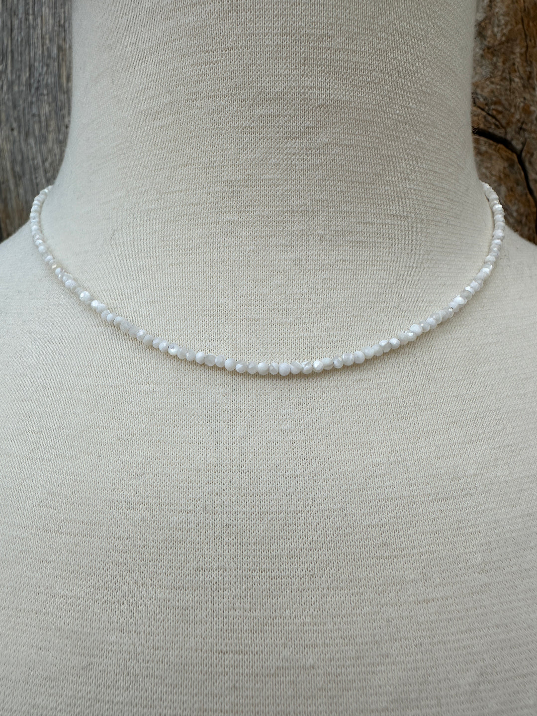 Radiant Malas Tiny Intention Necklace Mother of Pearl 16"