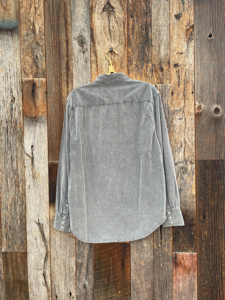 True Grit Jackson Cord L/S 2 Pocket Western Shirt Charcoal