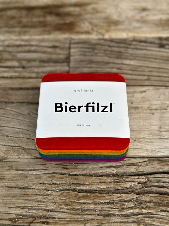 Graf Lantz Bierfizl Merino Wool Square Coaster Multi 6 pack- Rainbow
