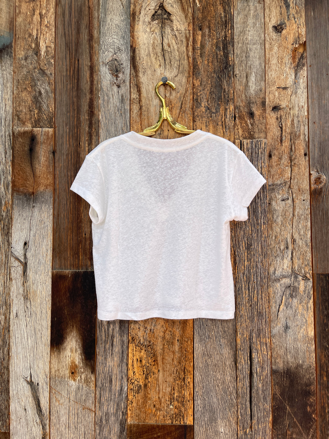 Perfect White Tee  T127 Rosie Linen Jersey Spandex V Neck Natural