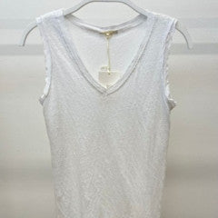 Milio Milano Lightweight Mineral Wash V-Neck Tank Top White