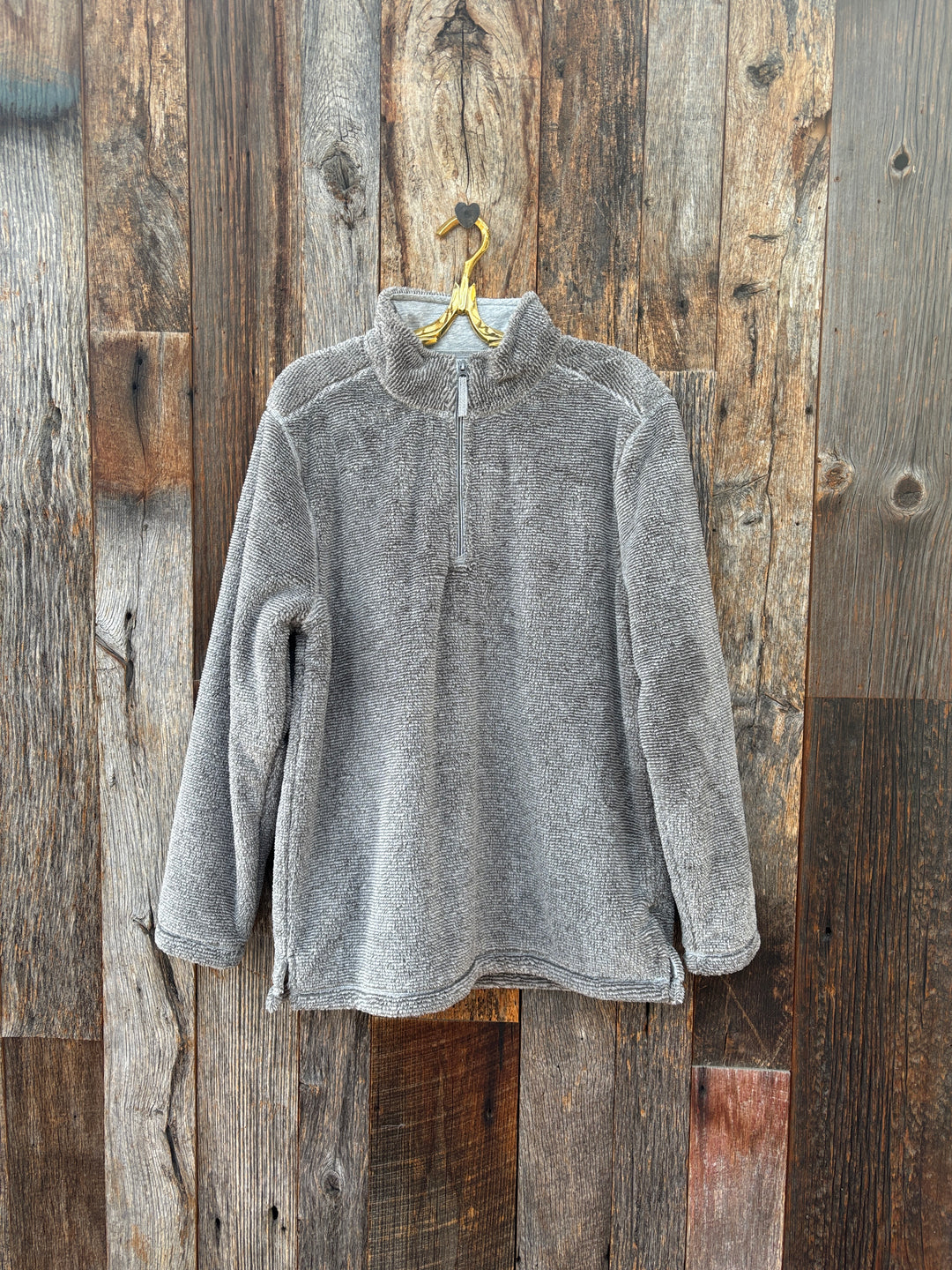 True Grit Luxe Stadium 1/4 Zip Pullover Charcoal