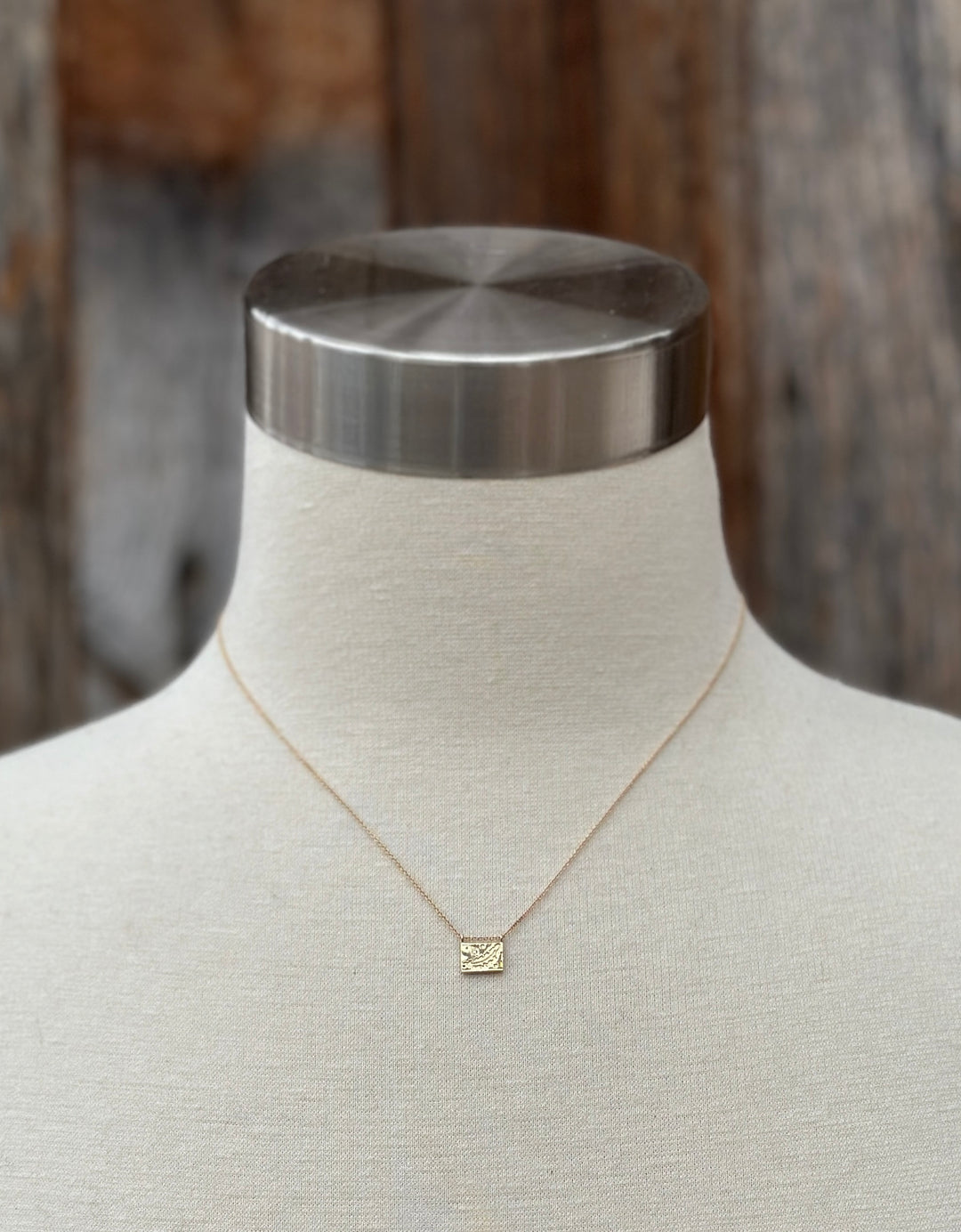 Aili Feather 14K/Wt Diam 16" Postcard Necklace