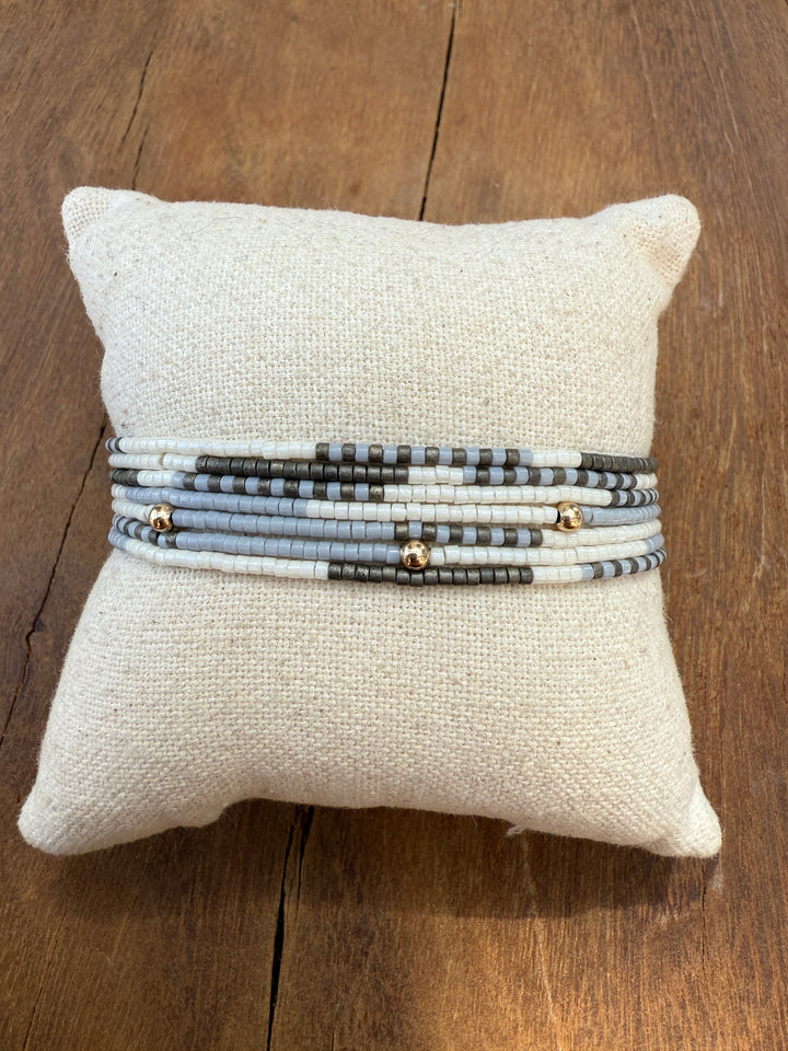 Erin Gray Maui Beaded 14K GF Bracelet In Gray, Cotton & Graphite