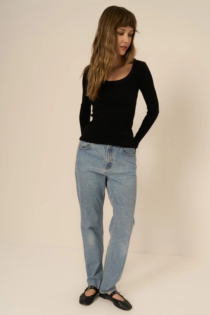 Project Social T What's The Scoop Washed Rib L/S Black