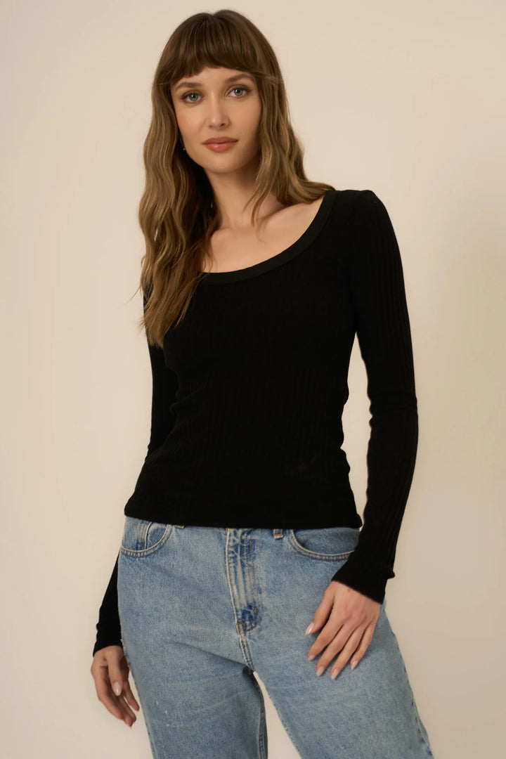 Project Social T What's The Scoop Washed Rib L/S Black