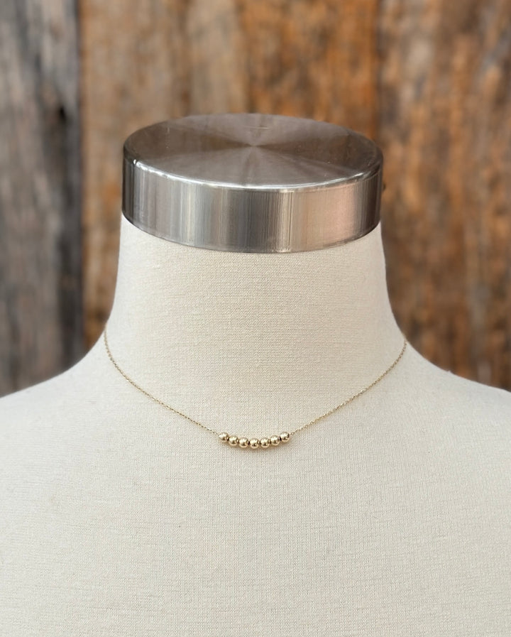 Robin M 14K Gold Beads Necklace 13.5-14.5"