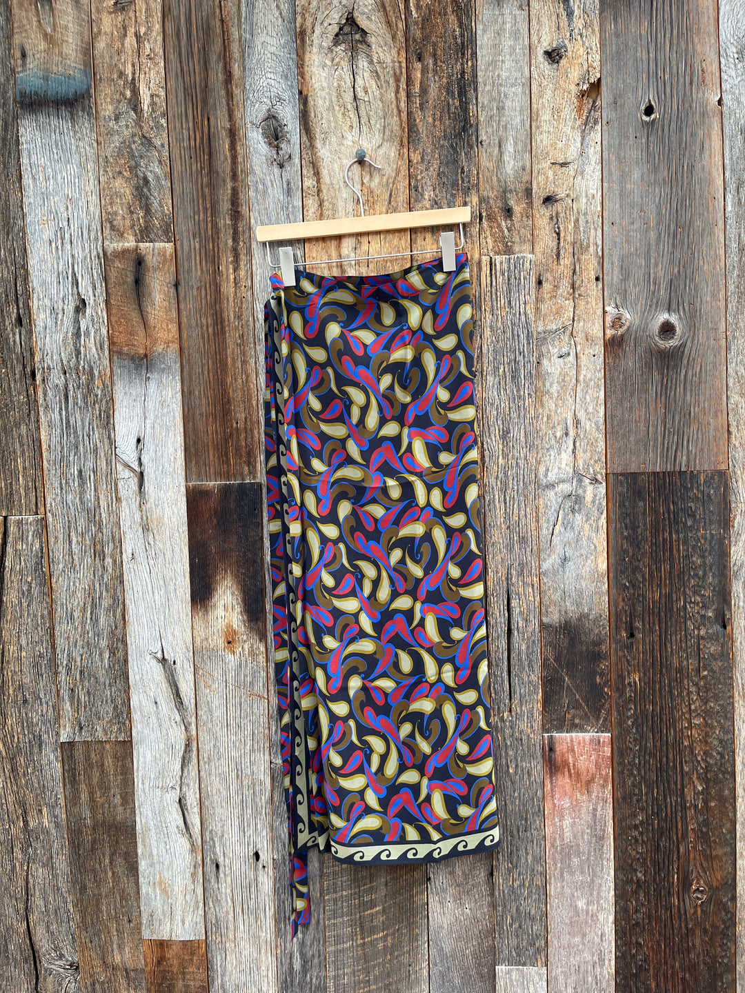 Chan Luu Hibiscus Silk Wrap Skirt Lapis