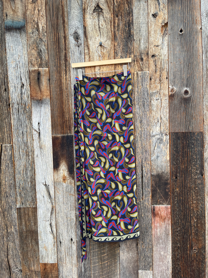 Chan Luu Hibiscus Silk Wrap Skirt Lapis