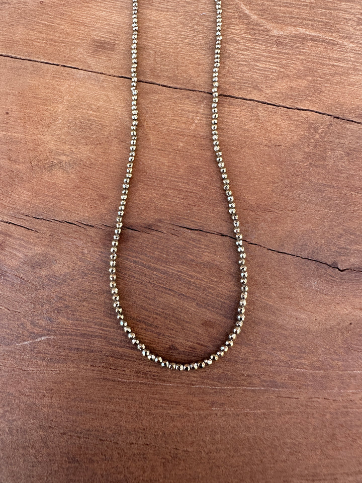 Radiant Malas Tiny Intention Necklace Pyrite 16"