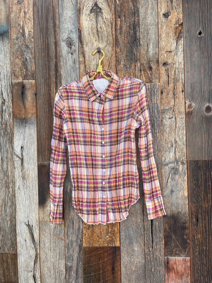 Cino Vibrant Pink Plaid Button Up 10307