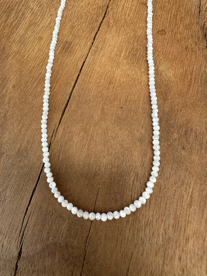 Radiant Malas Tiny Intention Necklace Mother of Pearl 16"