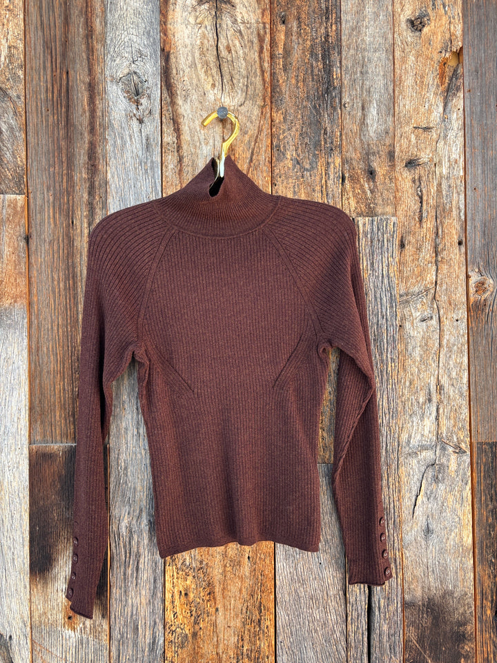 Lilla P Slim Rib Turtleneck Java